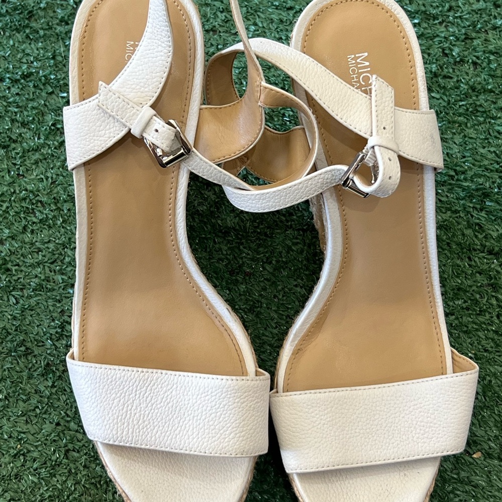 Michael Kors White Flat Sandals with Ankle Straps